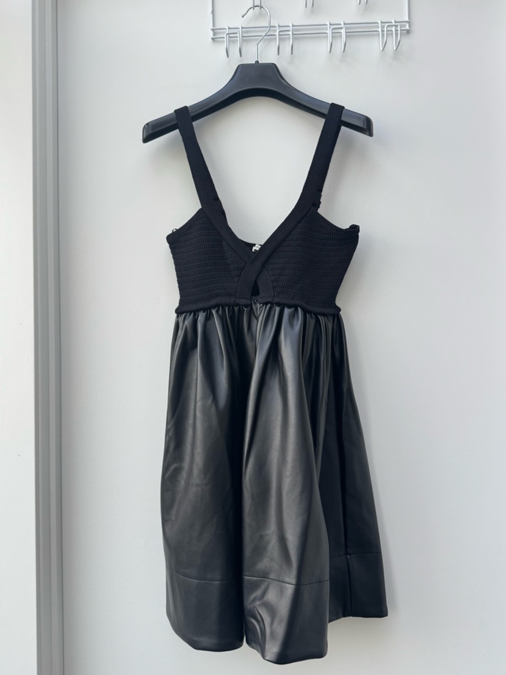 Moon River Black Knit Bodice Faux Leather Skirt Girls Dress